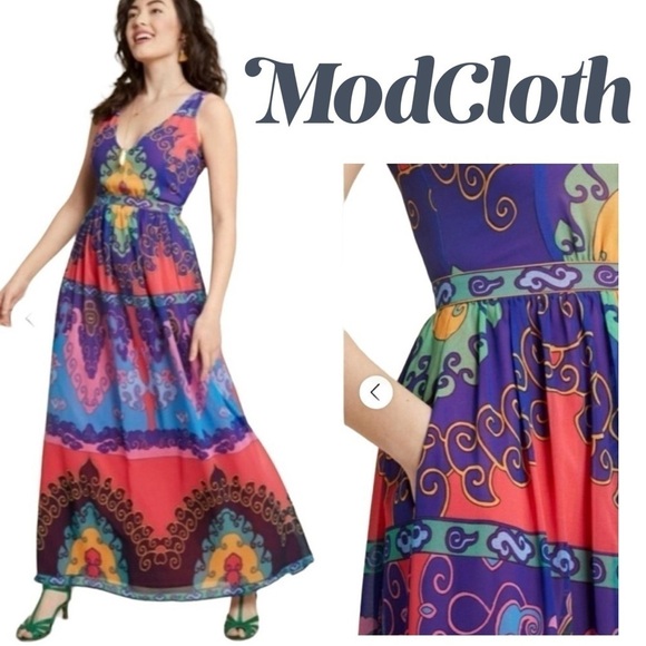 Modcloth Muster the Length Maxi Dress in Indigo - Picture 2 of 16